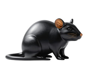 Matte ceramic rat zodiac figurine with soft lighting, isolate on white background.