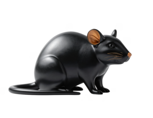 Matte ceramic rat zodiac figurine with soft lighting, isolate on white background.