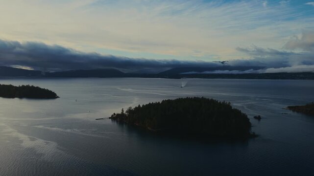 Dayman Island Near Thetis Island, British Columbia, Canada. Aerial Drone Shot