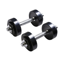 Fototapeta premium Black chrome dumbbells for strength training.