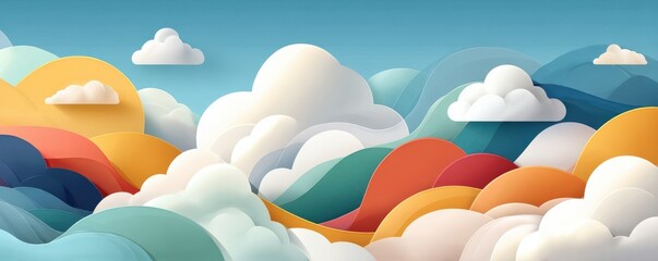 Colorful abstract clouds and flowing waves illustrating cloud computing and creative data imagery