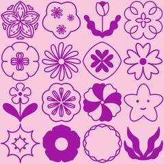 Seamless pink floral pattern with leaves and violet flowers for wallpaper and textile design