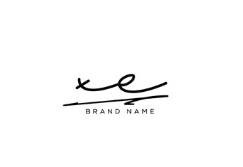 XE letter elegant cursive beauty handwriting logo. symbol design| typography logo| creative mark| corporate identity| signature logo.
