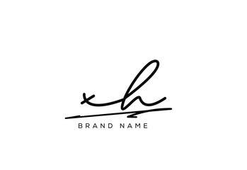XH letter elegant cursive beauty handwriting logo. symbol design| typography logo| creative mark| corporate identity| signature logo.