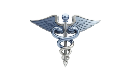 Caduceus medical symbol with snakes and wings