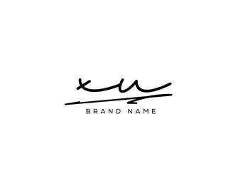 XU letter elegant cursive beauty handwriting logo. symbol design| typography logo| creative mark| corporate identity| signature logo.