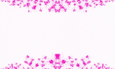 Abstract Glowing Pink Heart Particles On White Paper Background