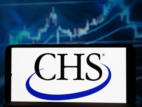 In this photo illustration, CHS Inc. logo seen displayed on a smartphone.