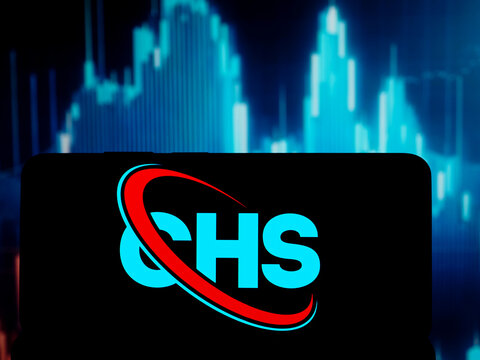 In this photo illustration, CHS Inc. logo seen displayed on a smartphone.