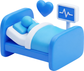 3D Patient in bed Medical Illustration Isolated on Transparent Background for Healthcare Design