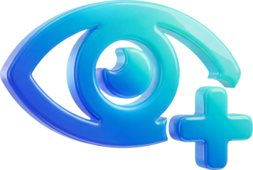 3D Eye Medical Illustration Isolated on Transparent Background for Healthcare Design