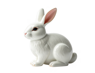 Soft edge porcelain rabbit zodiac figurine with elegant form, isolate on white background