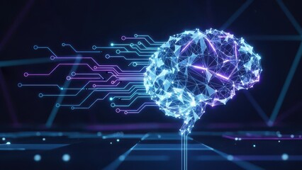 Artificial intelligence digital brain with neural network connections for technology and innovation, futuristic 3D render