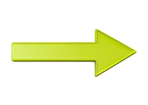 Glossy, yellow arrow pointing right against black background - Powered by Adobe