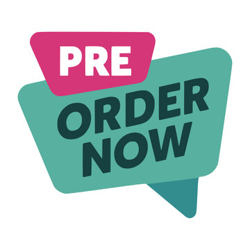 Preorder now label tag element promotion flat color vector illustration template design
