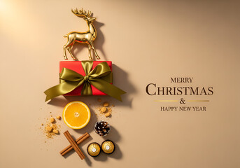 Festive Christmas Arrangement with Reindeer and Gifts