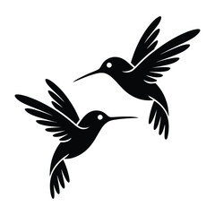 Fototapeta premium Hummingbird vector illustration with silhouette for print laser cutting and cnc design isolated on white background with cute flying birds art