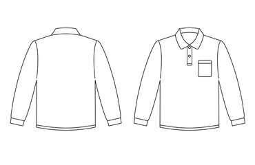 ポロシャツ　長袖　白　ポケット付き