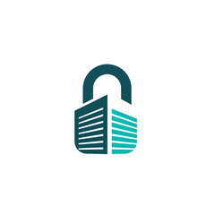 AI Generated Security Padlock Icon with Building Elements