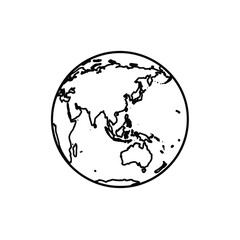 Generative AI Vector Earth Globe Outline. Simple black and white map