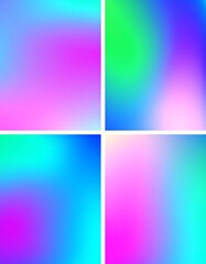 Four vibrant, abstract panels featuring colorful, smooth gradients