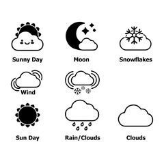 Obraz premium Weather icons. Weather forecast icon set.