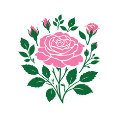 Pink Rose, vector illustration, silhouette, flowers, bouquets, vector style, floral art, Minimalist, simple design, arrangements, visual effect, appeal, love and grace, weddings, anniversaries,