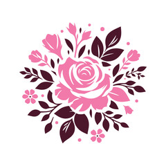 Pink Rose, vector illustration, silhouette, flowers, bouquets, vector style, floral art, Minimalist, simple design, arrangements, visual effect, appeal, love and grace, weddings, anniversaries,