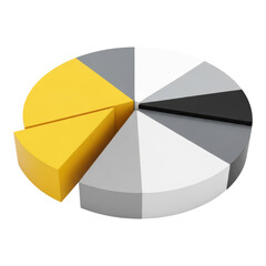A 3d pie chart with colorful sections on transparent background