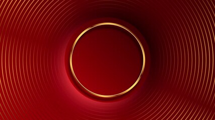 abstract animated background with dark red circular forms and rotating golden lines, creating a luxurious dynamic circles motion ideal for digital art, modern presentations, or branding visuals - Powered by Adobe