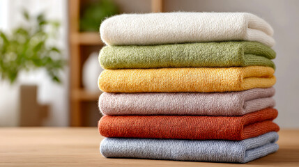 Neatly Folded Sweaters in Cozy Minimal Interior