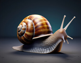 garden snail on white background