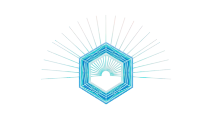 Abstract Geometric Hexagon with Radiant Lines