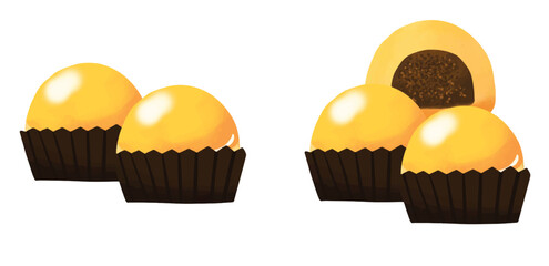 Nastar set of 2 hand drawn illustration Indonesian cookies Eid