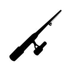Black fishing rod vector illustration isolated on a white background for fishing
