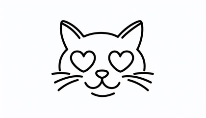 Obraz premium A minimalist line art cat with heart pupils, Ai generated image