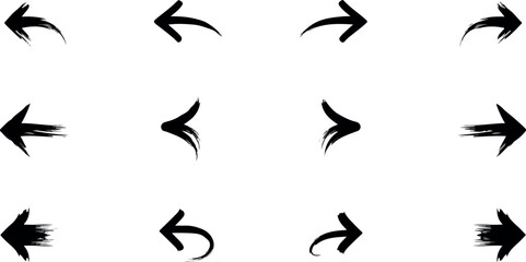 Various black arrows pointing in different directions on a white background