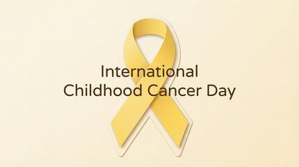 International Childhood Cancer Day Yellow Ribbon Awareness Symbol.