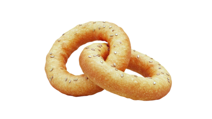 Two Golden Ring Pretzels with Sesame Seeds