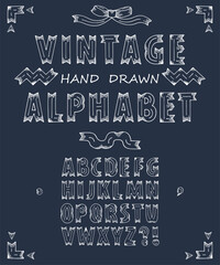 ABC. Vector Alphabet. Hand drawn decorative vintage letters