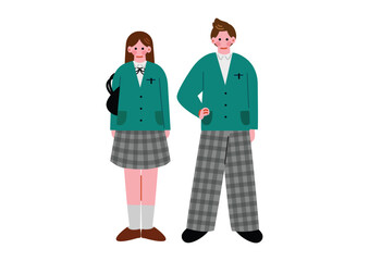 制服を着た学生の男女