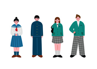 制服を着た学生の男女