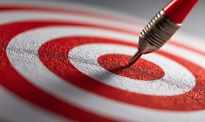 Precision Target Achievement Concept with Red Pen on White Circular Pattern