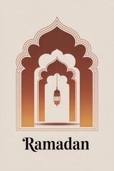 Elegant Ramadan archway with lantern in warm gradient colors