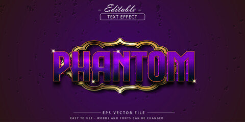 Editable text effect on purple phantom text. © text