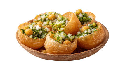 Indian Street Food Pani Puri Golgappa Round isolated on a white background 