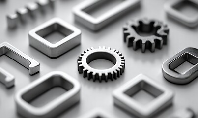 Focus on Various Mechanical Symbols in Black and White Under Maintenance Platform