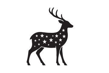 Star-patterned reindeer silhouette perfect for magical seasonal vector designs.