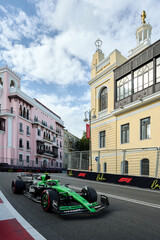 Naklejka premium BAKU, AZERBAIJAN - SEPTEMBER 20, 2025: Valtteri Bottas drives the Stake F1 Team Kick Sauber C44 during the Azerbaijan Grand Prix