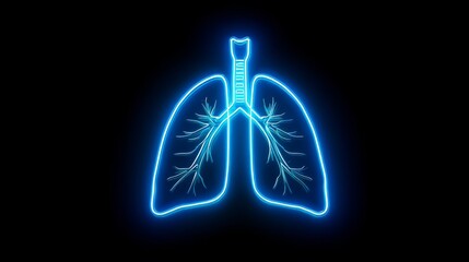 human lungs neon illustration glowing